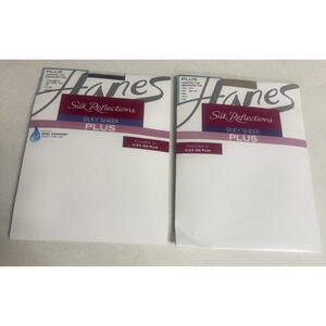 NOS Vintage Hanes Pantyhose Silk Reflections plus size 3X black nude new